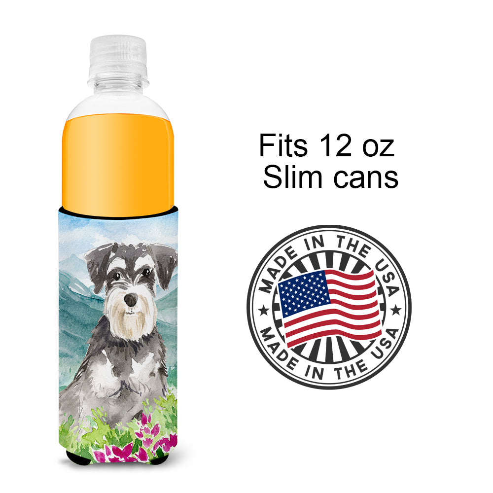 Mountain Flowers Schnauzer #2  Ultra Hugger for slim cans CK2528MUK  the-store.com.