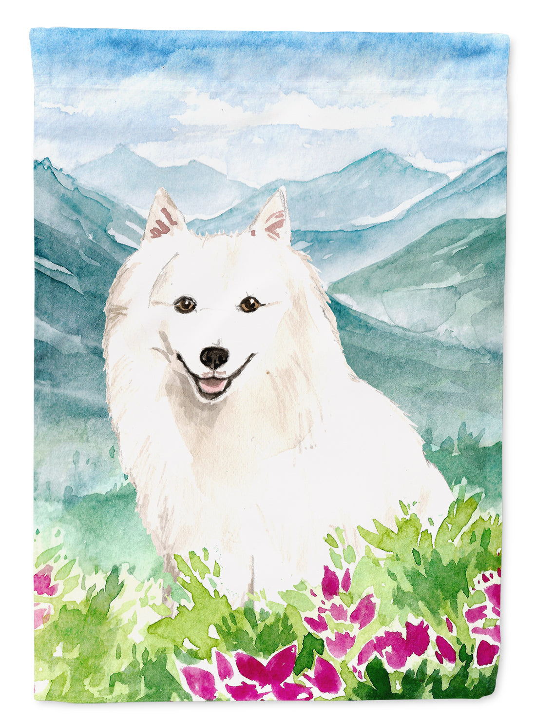 Mountain Flowers Japanese Spitz Flag Canvas House Size CK2533CHF  the-store.com.