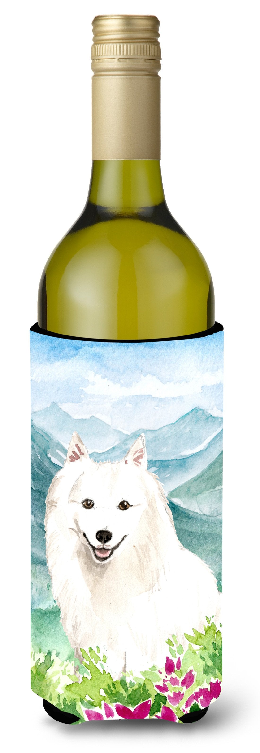 Mountain Flowers Japanese Spitz Wine Bottle Beverage Insulator Hugger CK2533LITERK by Caroline&#39;s Treasures