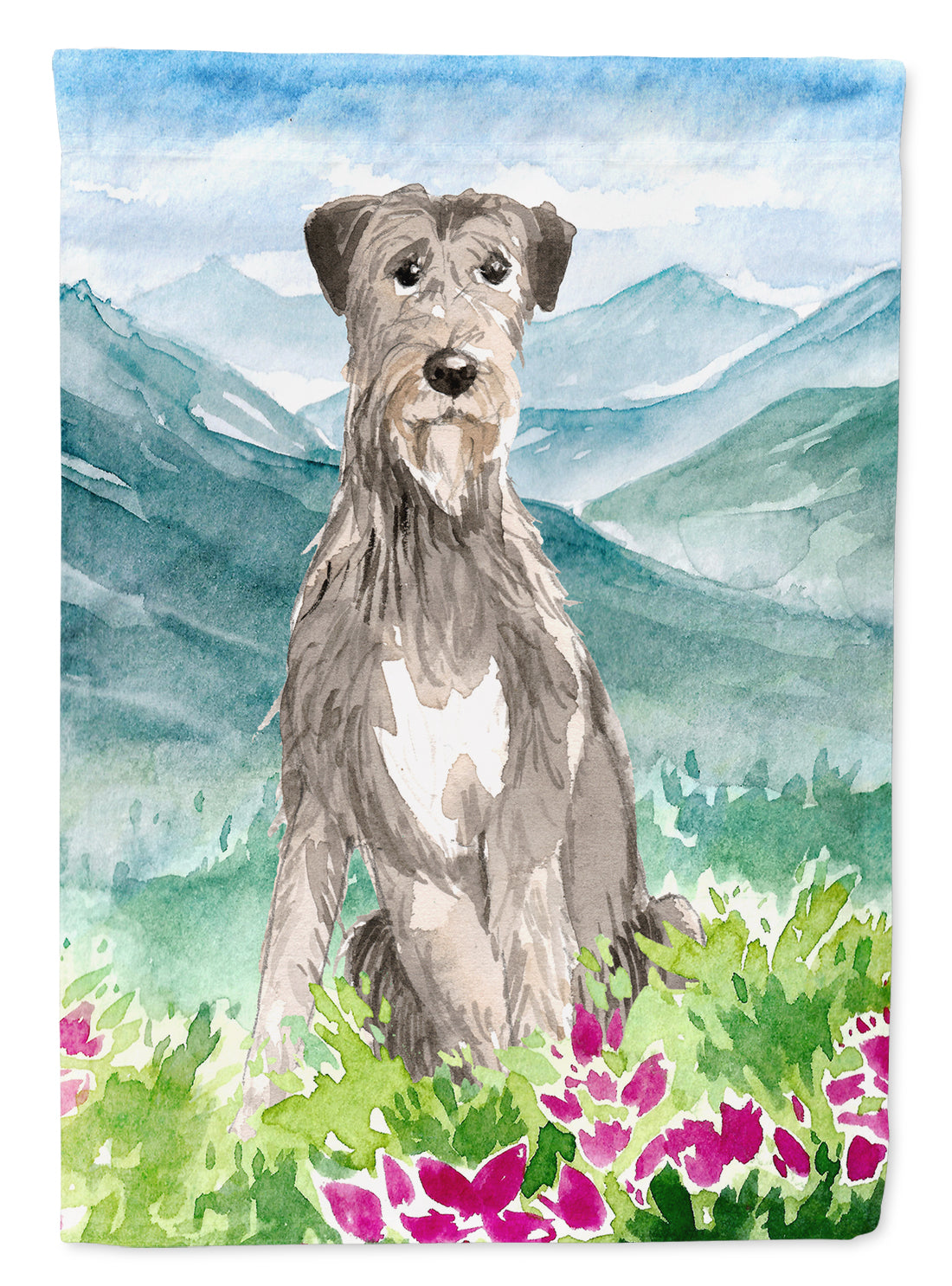 Mountain Flowers Irish Wolfhound Flag Canvas House Size CK2534CHF  the-store.com.