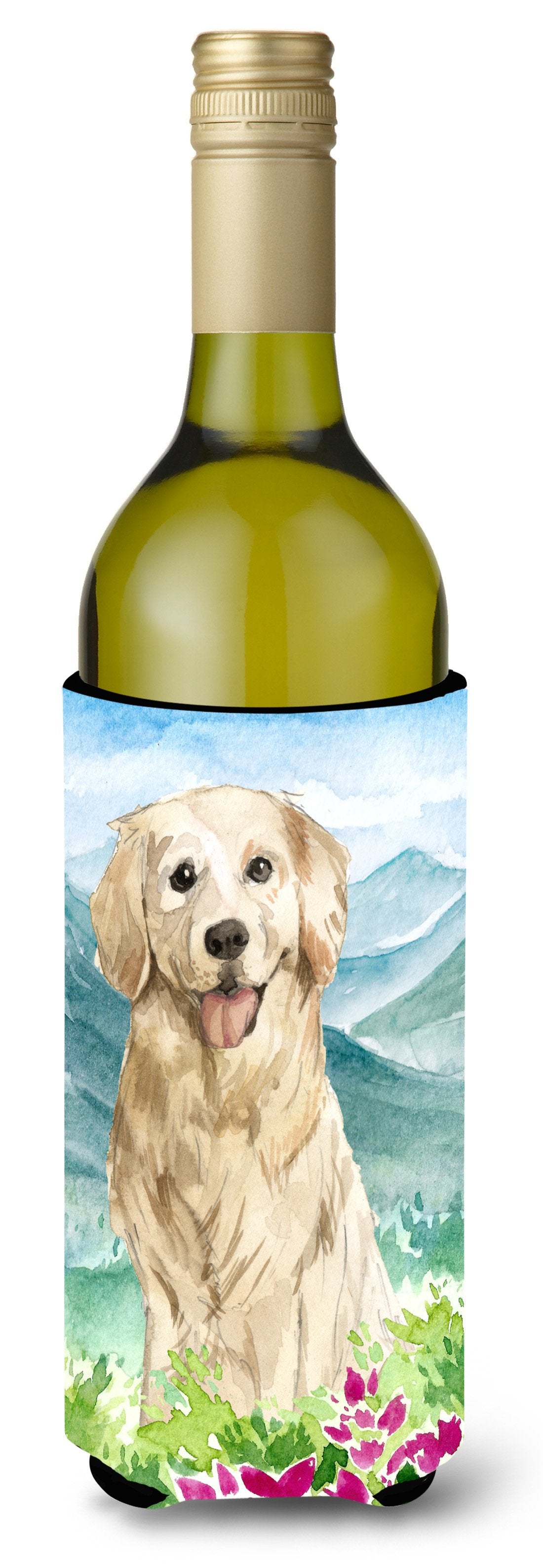 Mountain Flowers Golden Retriever Wine Bottle Beverage Insulator Hugger CK2536LITERK by Caroline&#39;s Treasures