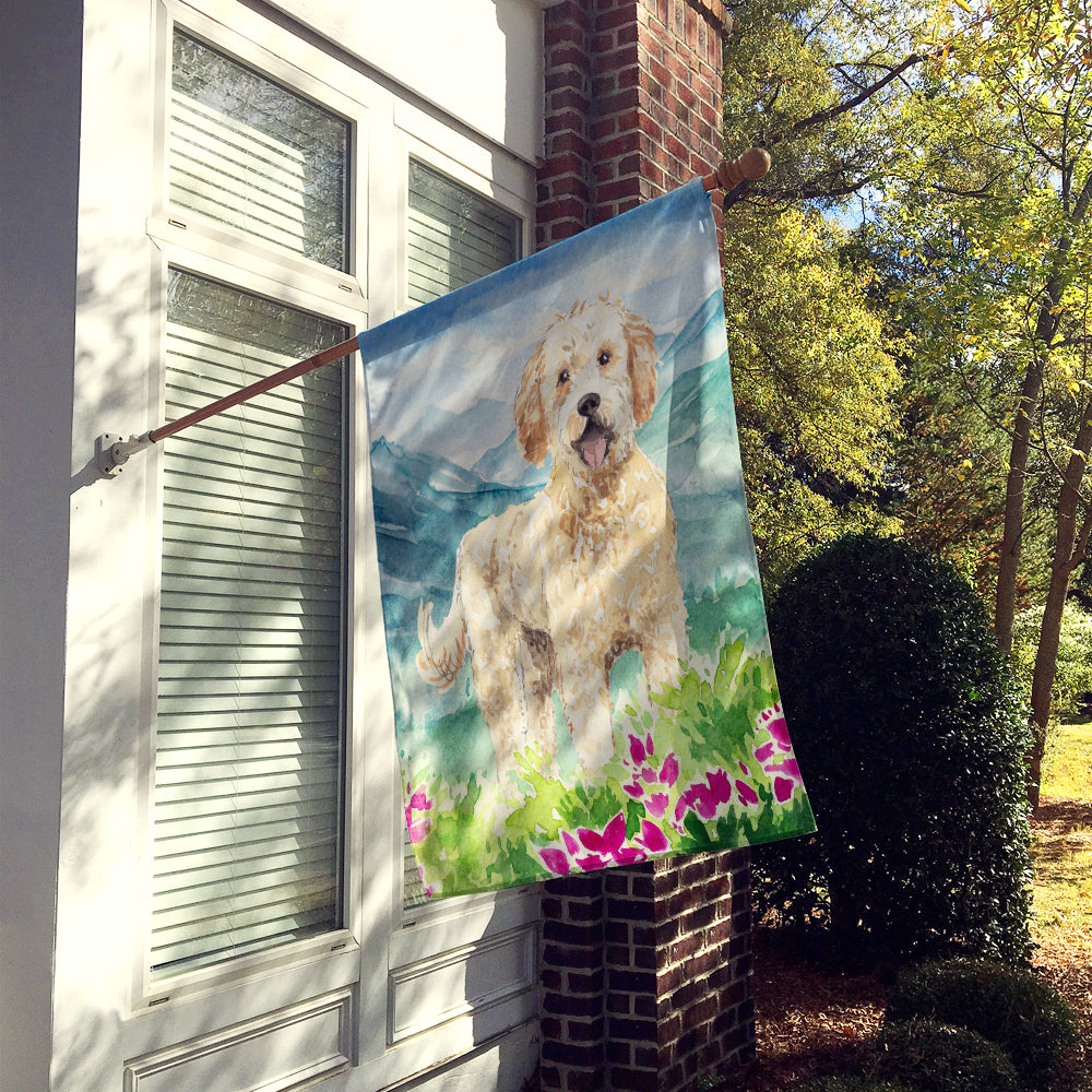 Mountain Flowers Goldendoodle Flag Canvas House Size CK2537CHF
