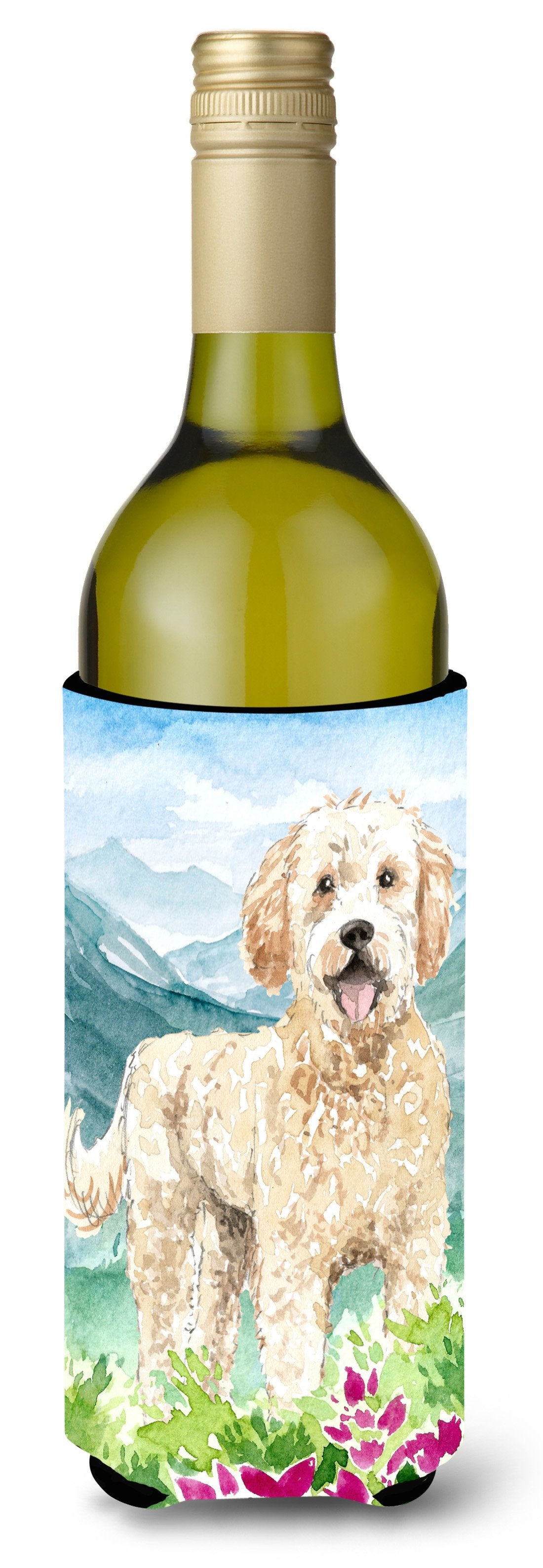 Mountain Flowers Goldendoodle Wine Bottle Beverage Insulator Hugger CK2537LITERK by Caroline&#39;s Treasures
