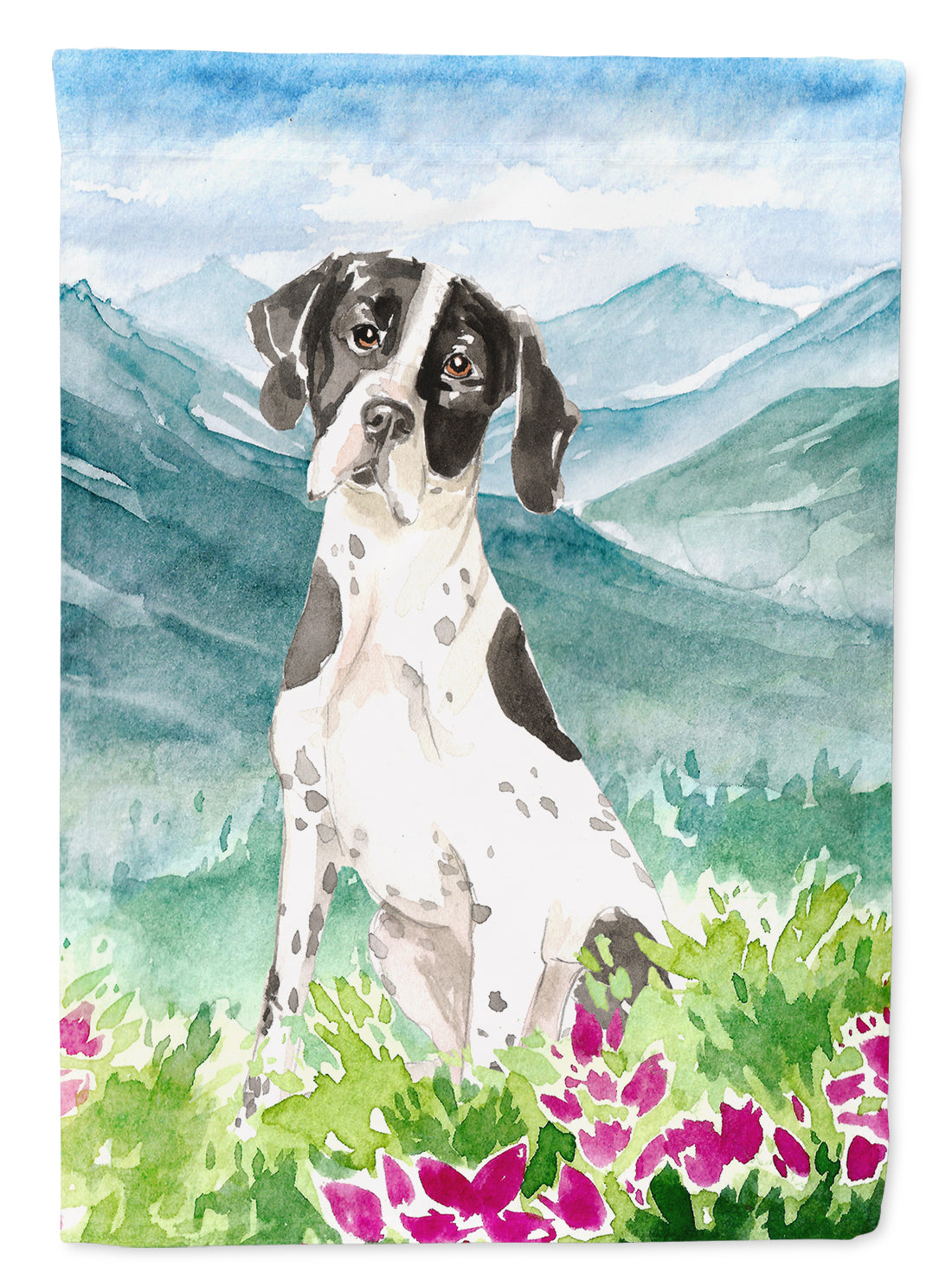 Mountain Flowers English Pointer Flag Canvas House Size CK2538CHF  the-store.com.