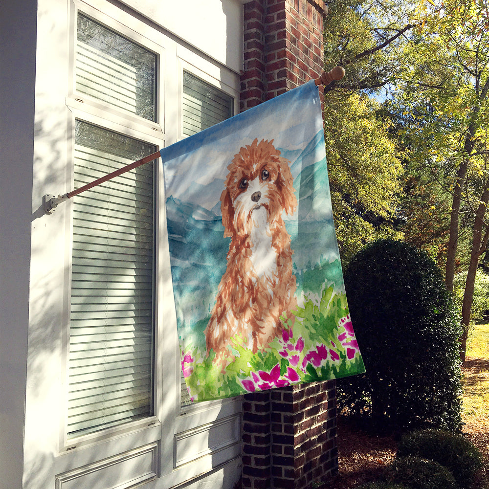 Mountain Flowers Cavapoo Flag Canvas House Size CK2539CHF  the-store.com.