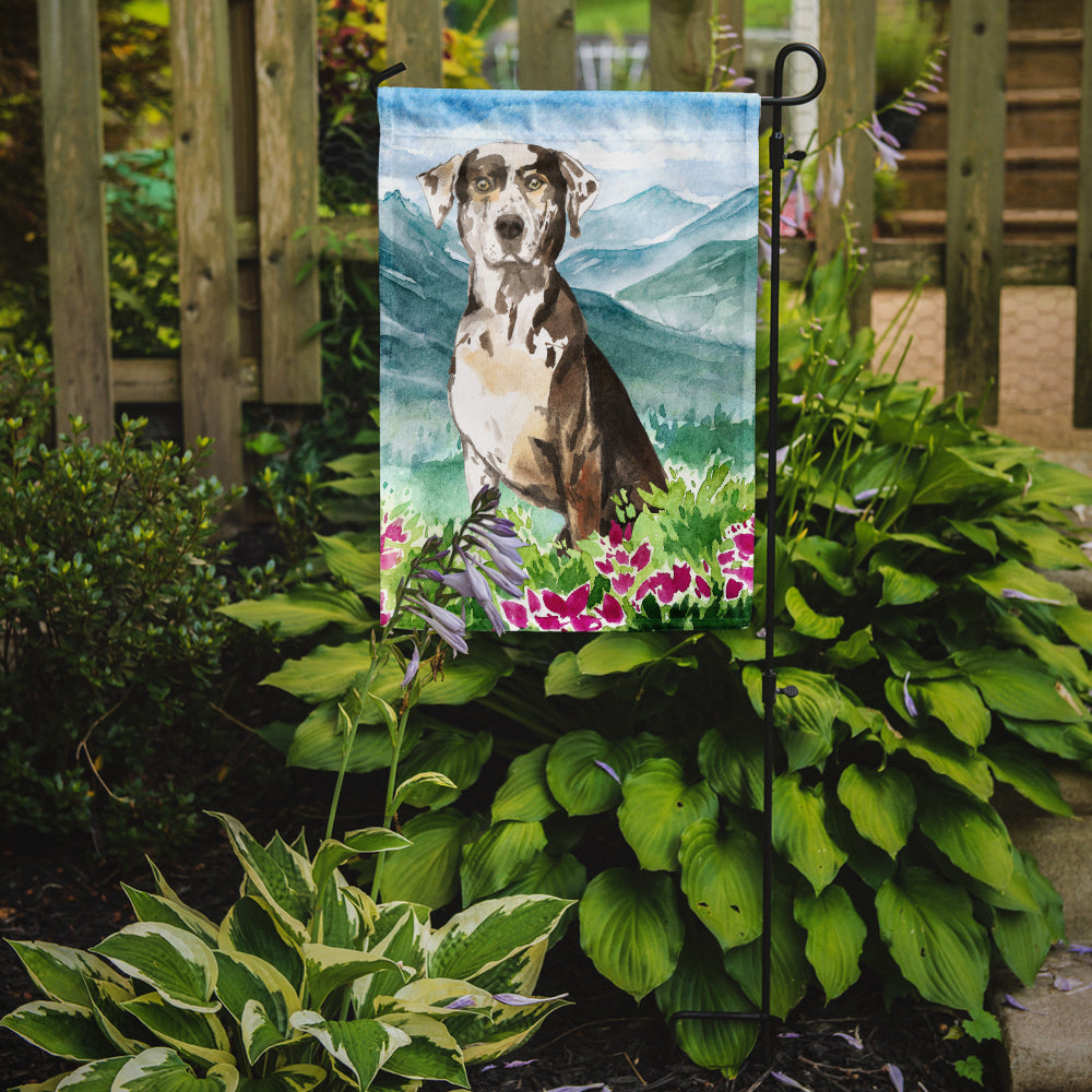 Caroline's Treasures Mountain Flowers Catahoula Leopard Dog Garden Flag - Outdoor Decorative Yard Flag CK2540GF