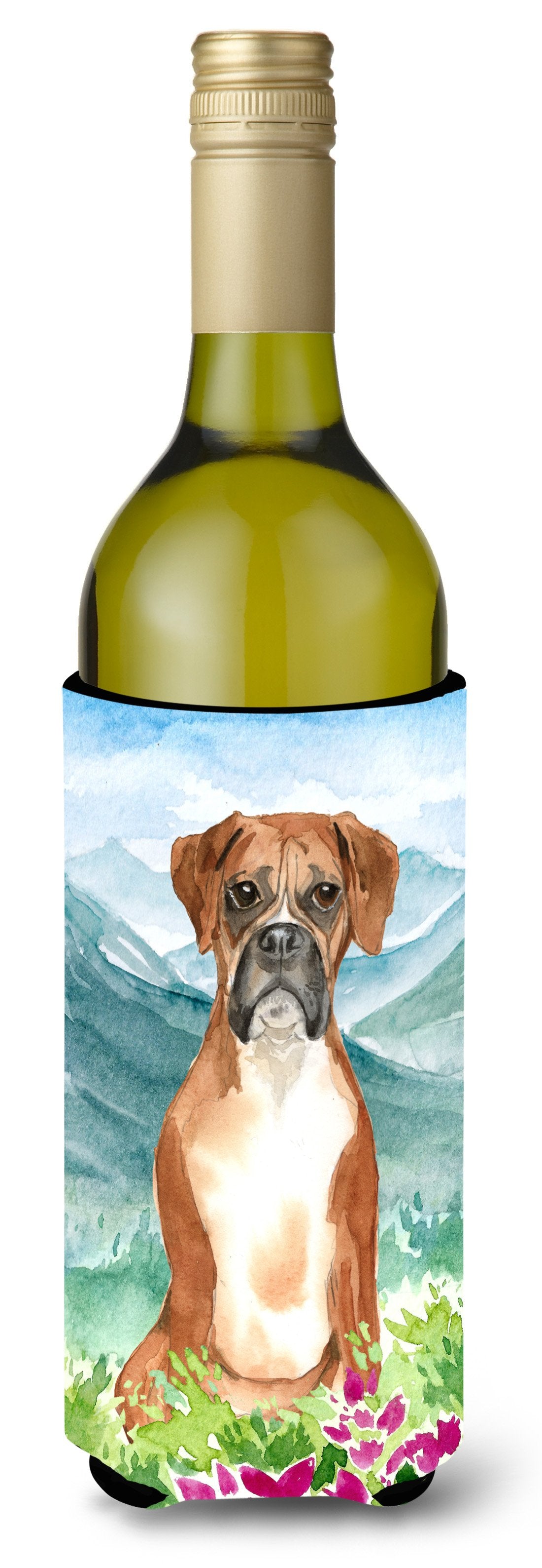 Mountain Flowers Boxer Wine Bottle Beverage Insulator Hugger CK2542LITERK by Caroline&#39;s Treasures