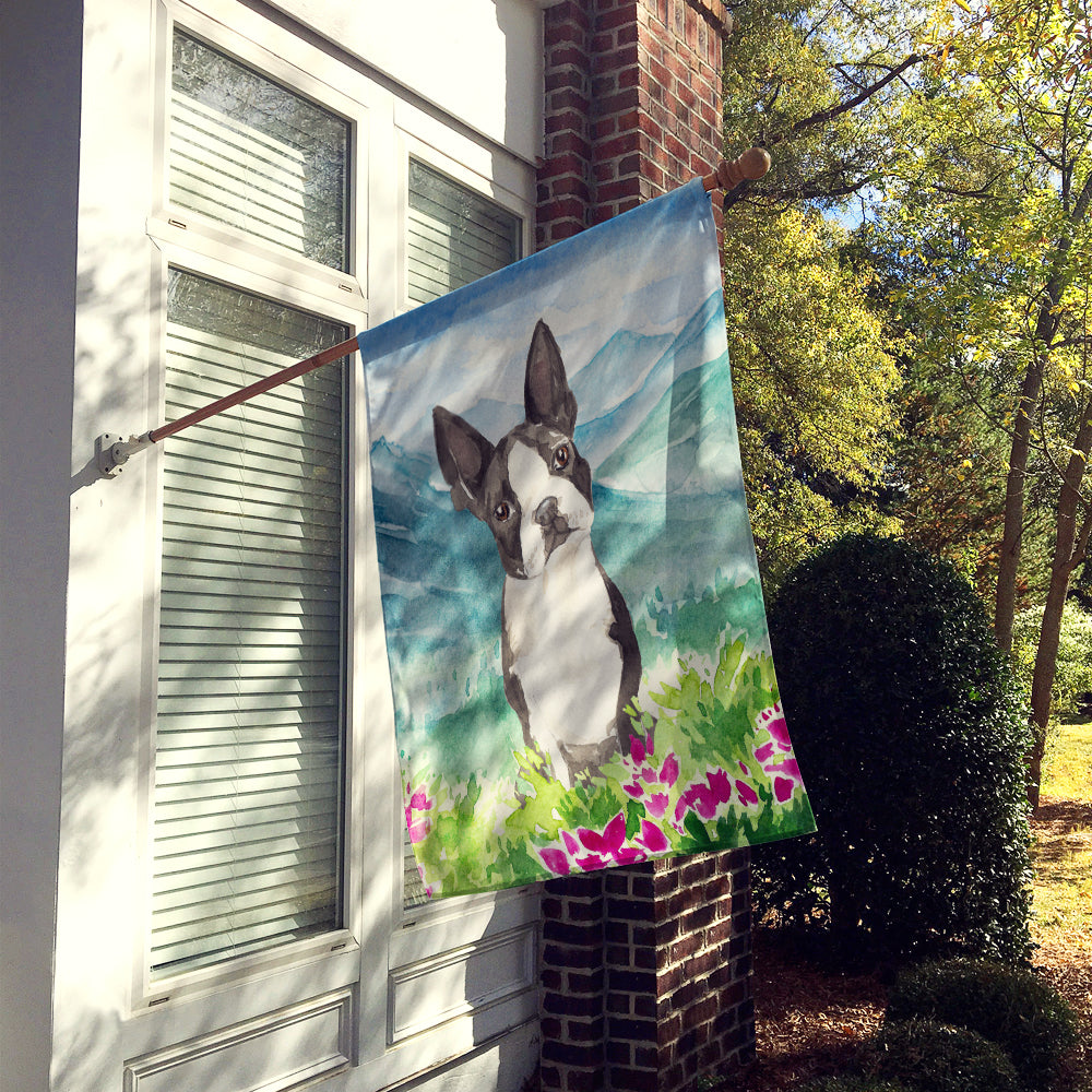 Mountain Flowers Boston Terrier Flag Canvas House Size CK2544CHF  the-store.com.