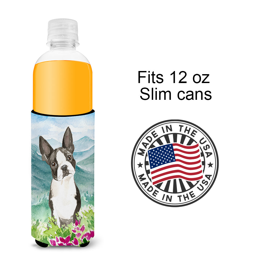Mountain Flowers Boston Terrier  Ultra Hugger for slim cans CK2544MUK  the-store.com.