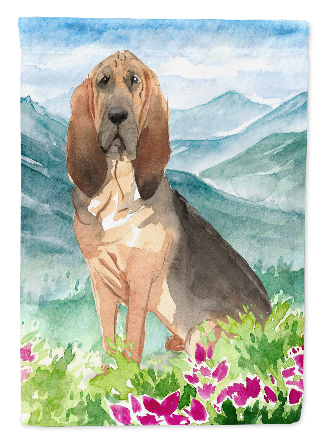 Mountain Flowers Bloodhound Flag Canvas House Size CK2545CHF  the-store.com.