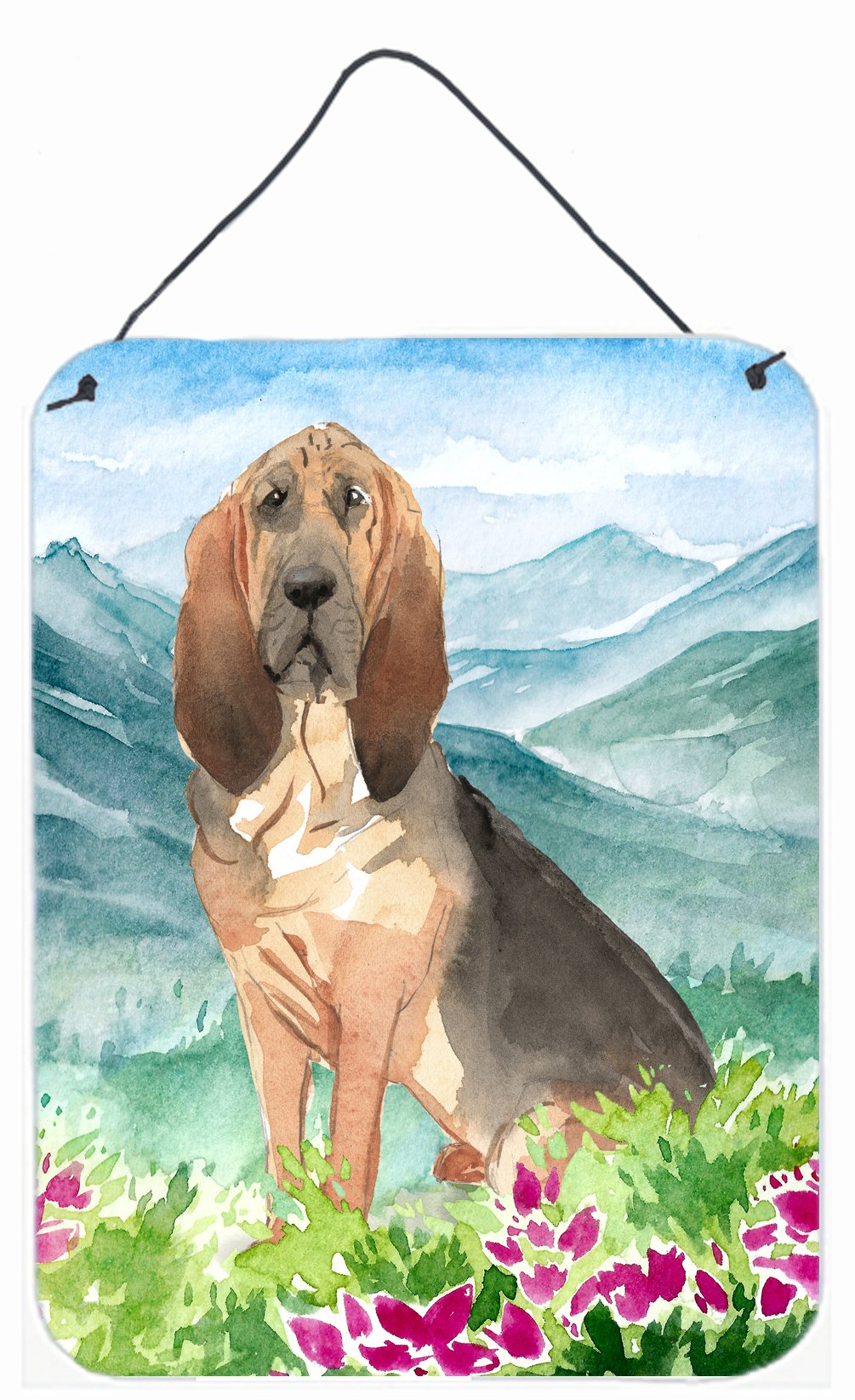 Mountain Flowers Bloodhound Wall or Door Hanging Prints CK2545DS1216 by Caroline&#39;s Treasures