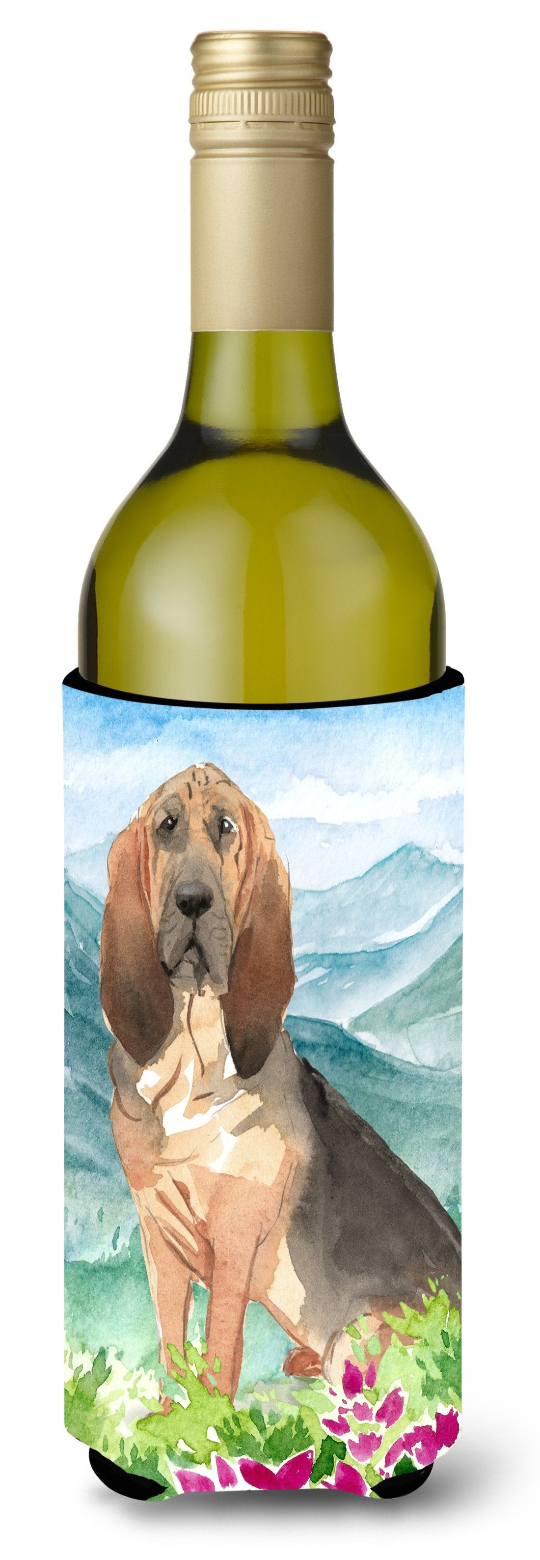 Mountain Flowers Bloodhound Wine Bottle Beverage Insulator Hugger CK2545LITERK by Caroline&#39;s Treasures