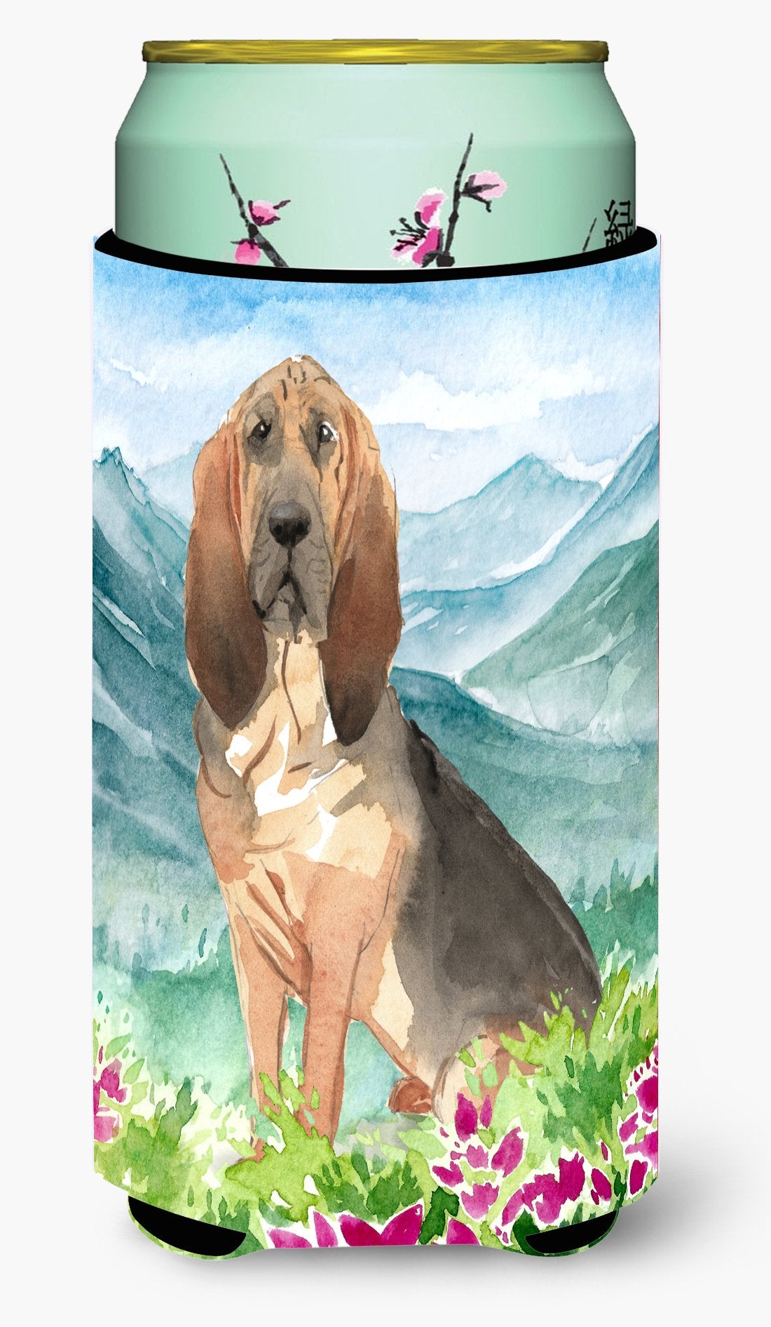 Mountain Flowers Bloodhound Tall Boy Beverage Insulator Hugger CK2545TBC by Caroline&#39;s Treasures