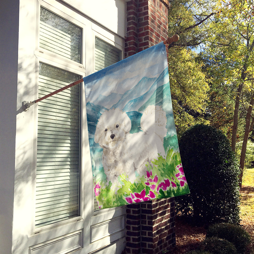 Mountain Flowers Bichon Frise Flag Canvas House Size CK2546CHF  the-store.com.