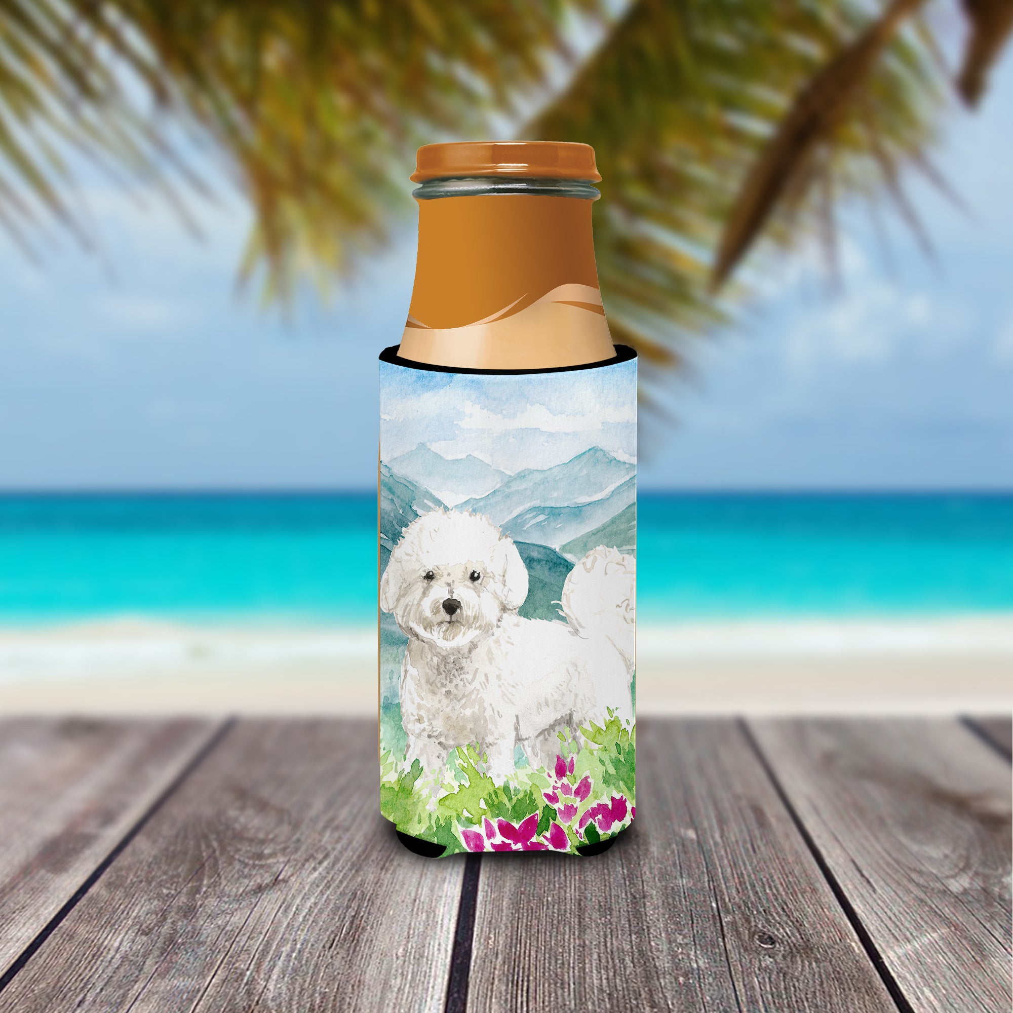 Mountain Flowers Bichon Frise  Ultra Hugger for slim cans CK2546MUK