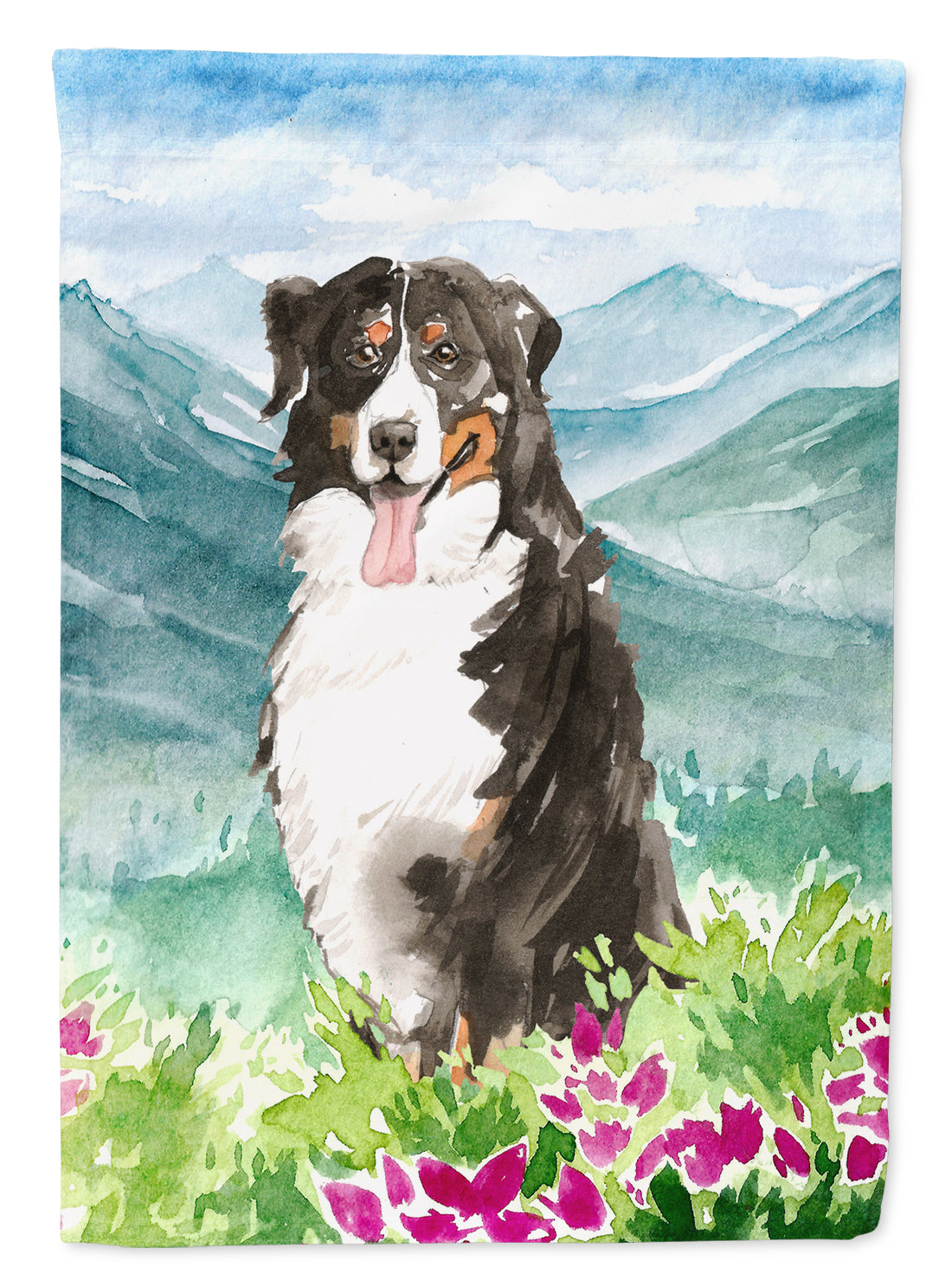 Mountain Flowers Bernese Mountain Dog Flag Canvas House Size CK2547CHF  the-store.com.