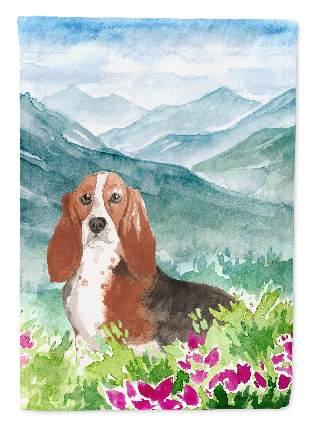 Mountain Flowers Basset Hound Flag Canvas House Size CK2548CHF