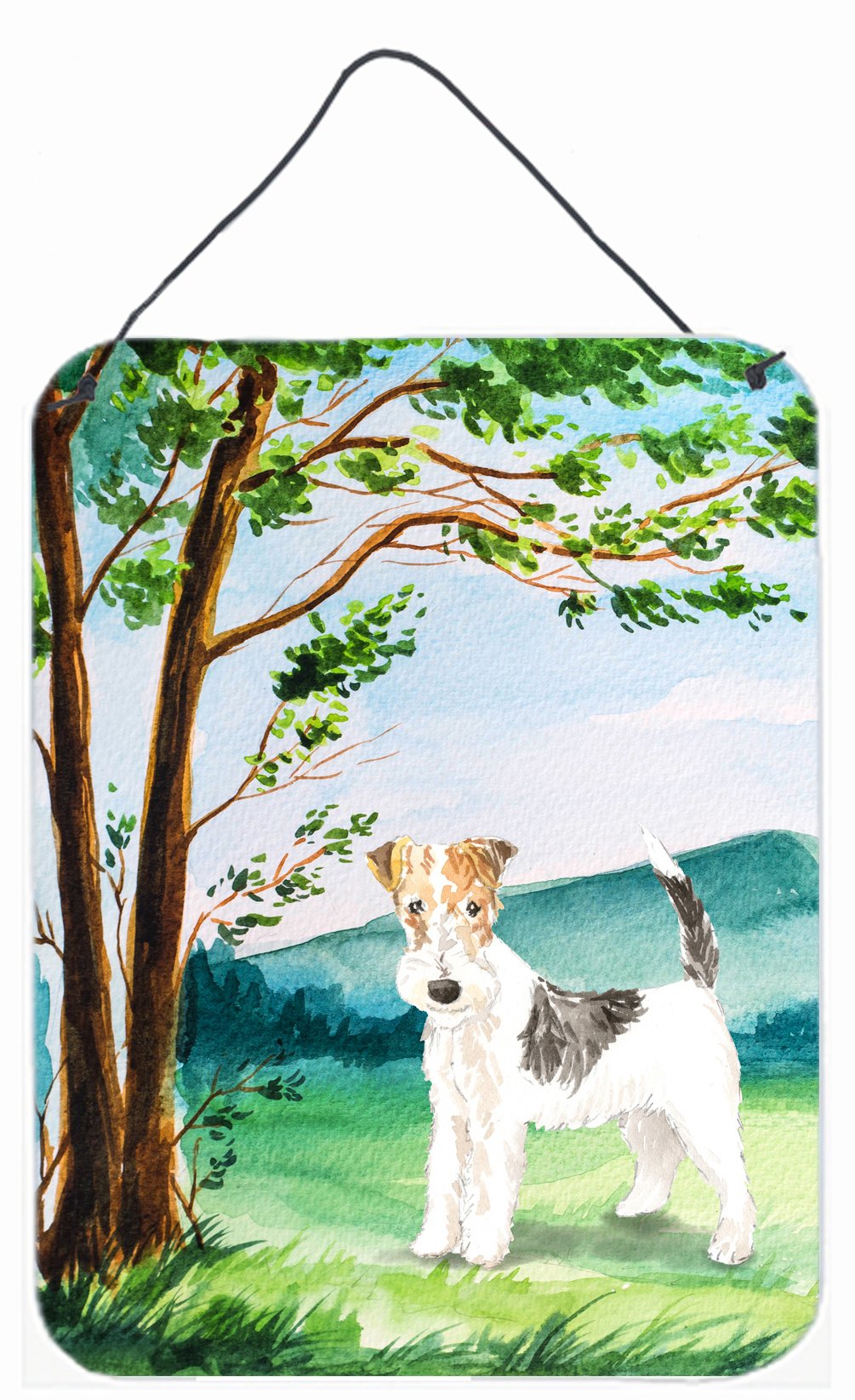 Under the Tree Fox Terrier Wall or Door Hanging Prints CK2550DS1216 by Caroline's Treasures