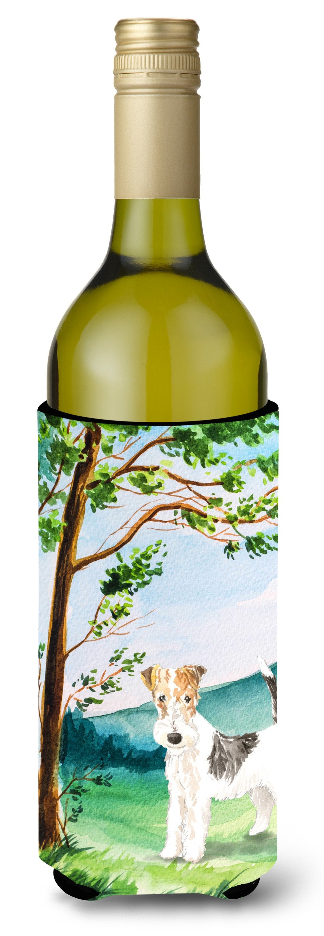 Under the Tree Fox Terrier Wine Bottle Beverage Insulator Hugger CK2550LITERK by Caroline&#39;s Treasures