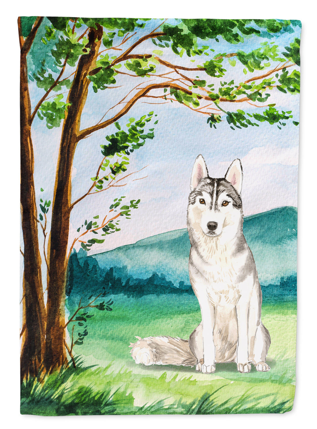 Under the Tree Siberian Husky Flag Canvas House Size CK2555CHF  the-store.com.