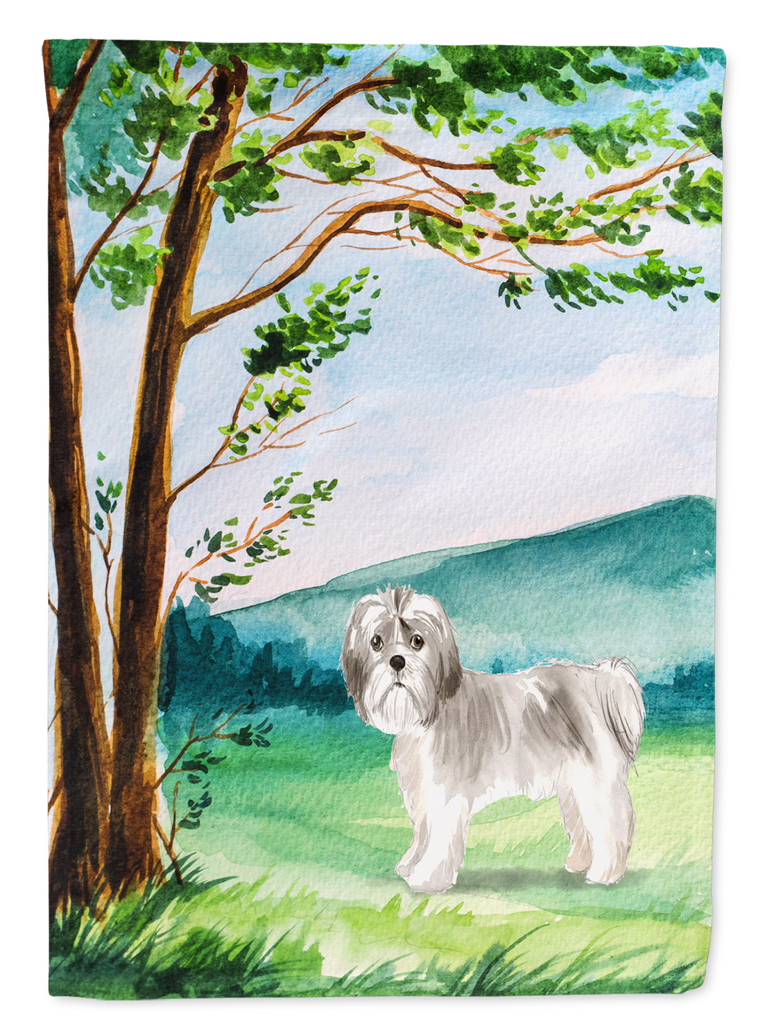Under the Tree Shih Tzu Puppy Flag Canvas House Size CK2556CHF  the-store.com.