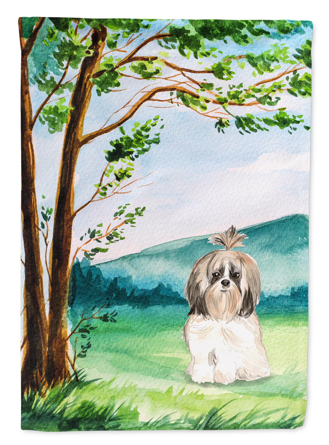 Under the Tree Shih Tzu Flag Canvas House Size CK2557CHF