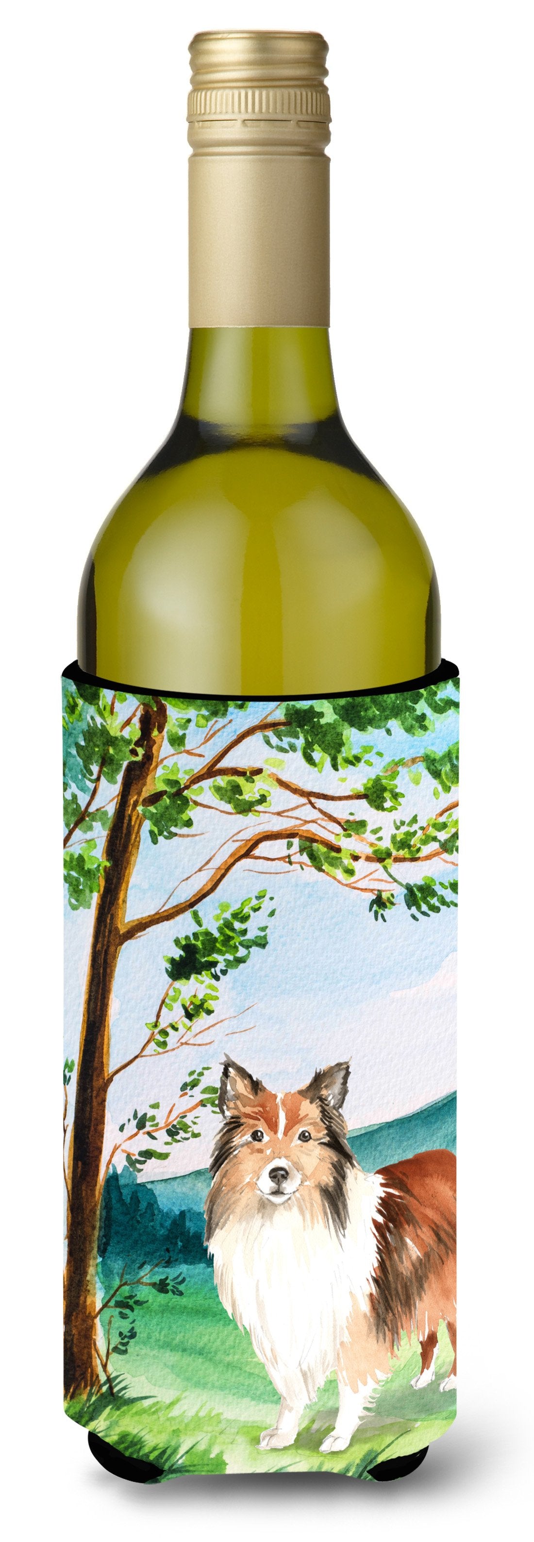 Under the Tree Sheltie Wine Bottle Beverage Insulator Hugger CK2558LITERK by Caroline&#39;s Treasures