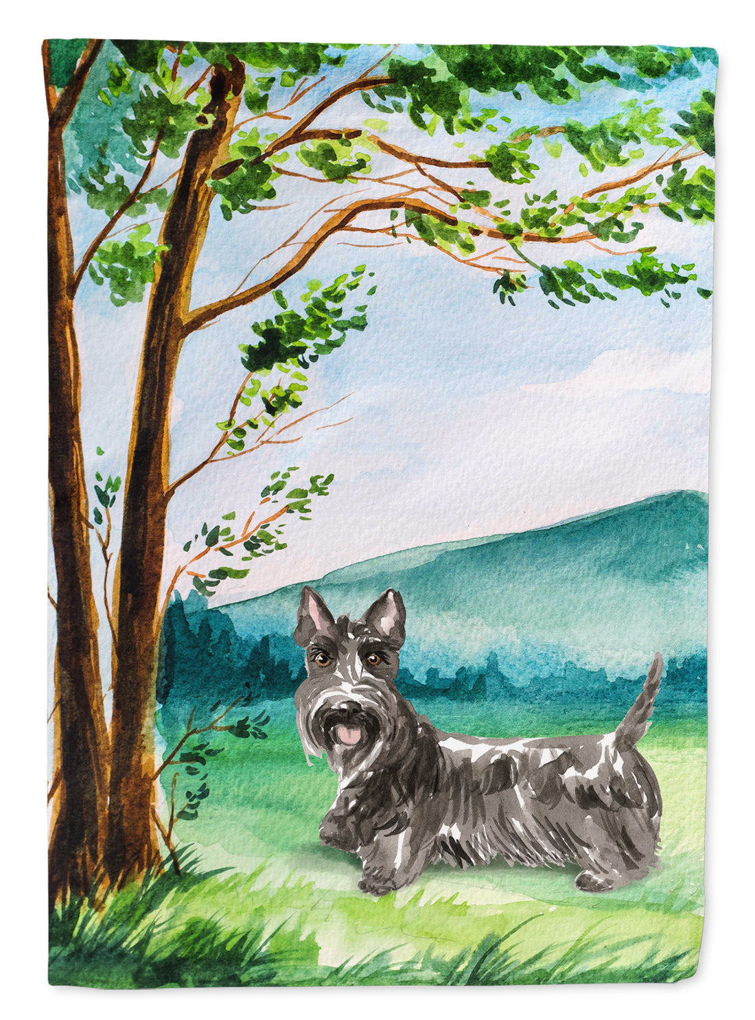 Under the Tree Scottish Terrier Flag Canvas House Size CK2559CHF  the-store.com.