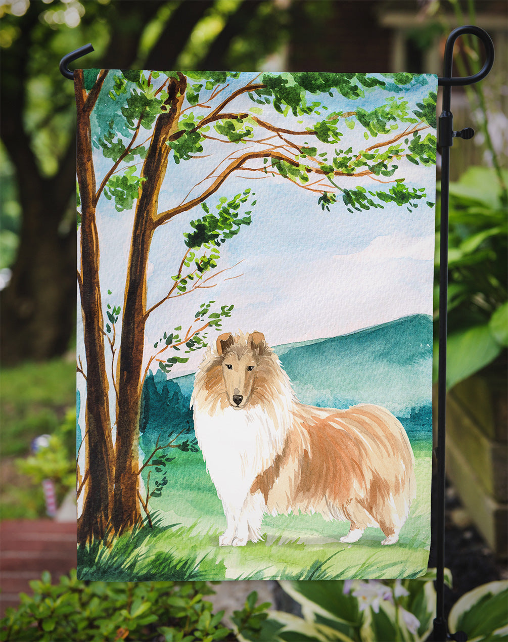 Under the Tree Collie Flag Garden Size CK2561GF  the-store.com.