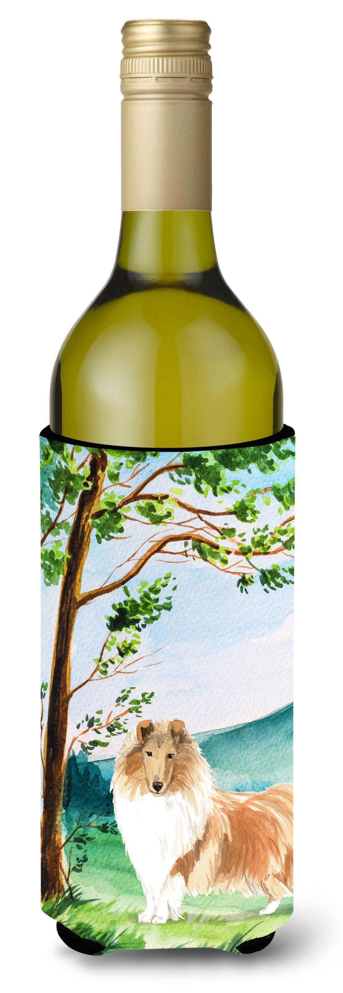 Under the Tree Collie Wine Bottle Beverage Insulator Hugger CK2561LITERK by Caroline&#39;s Treasures