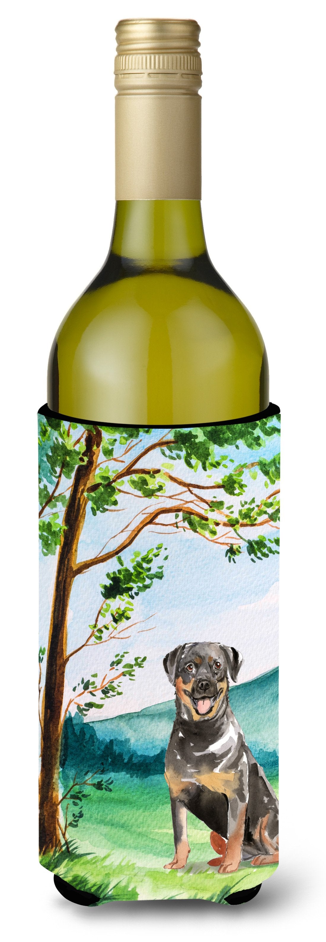 Under the Tree Rottweiler Wine Bottle Beverage Insulator Hugger CK2562LITERK by Caroline&#39;s Treasures