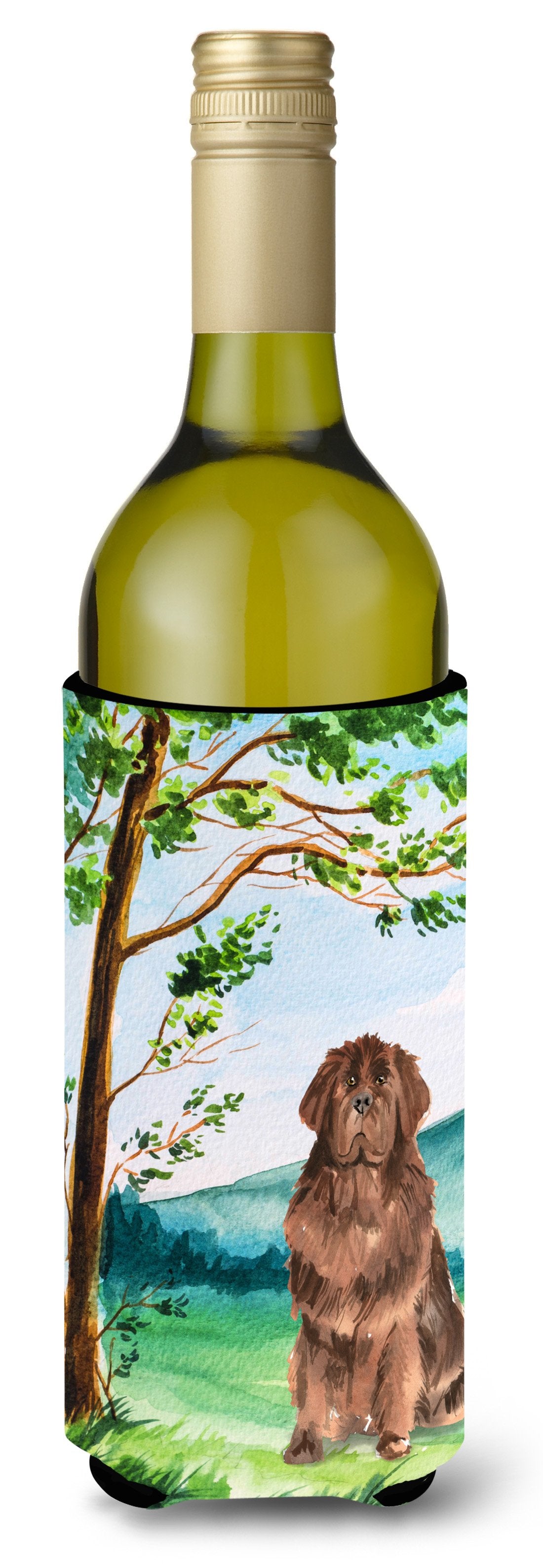 Under the Tree Newfoundland Wine Bottle Beverage Insulator Hugger CK2563LITERK by Caroline&#39;s Treasures