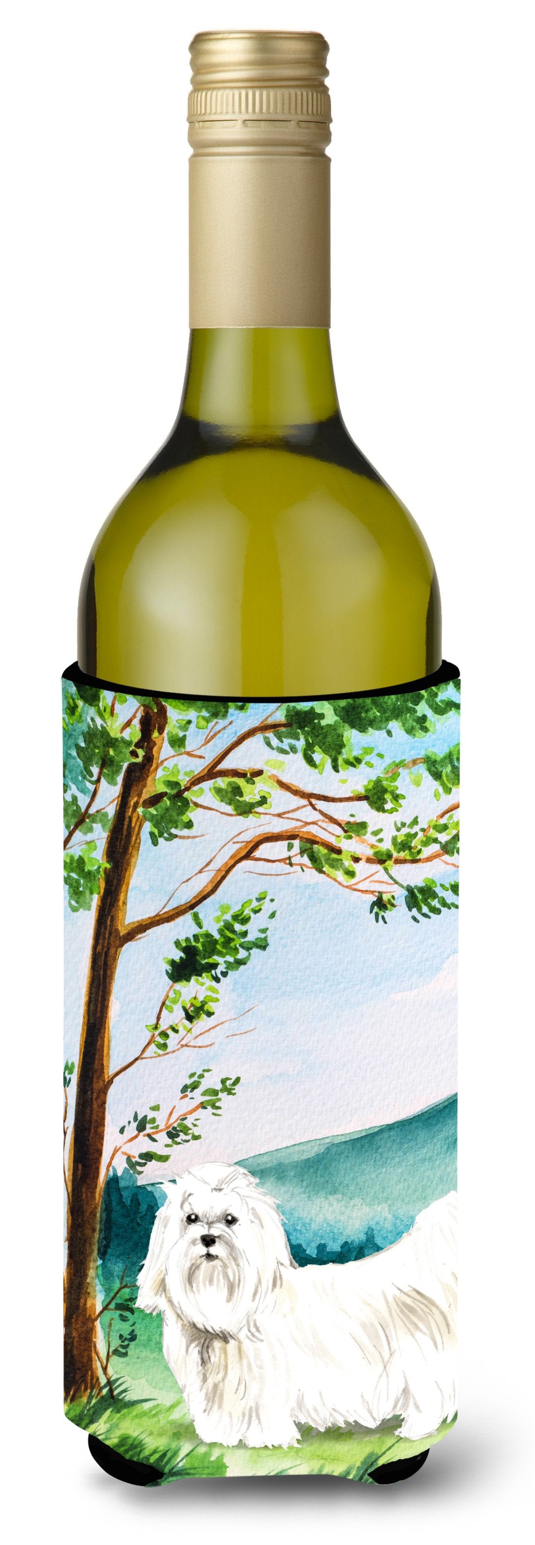 Under the Tree Maltese Wine Bottle Beverage Insulator Hugger CK2565LITERK by Caroline&#39;s Treasures