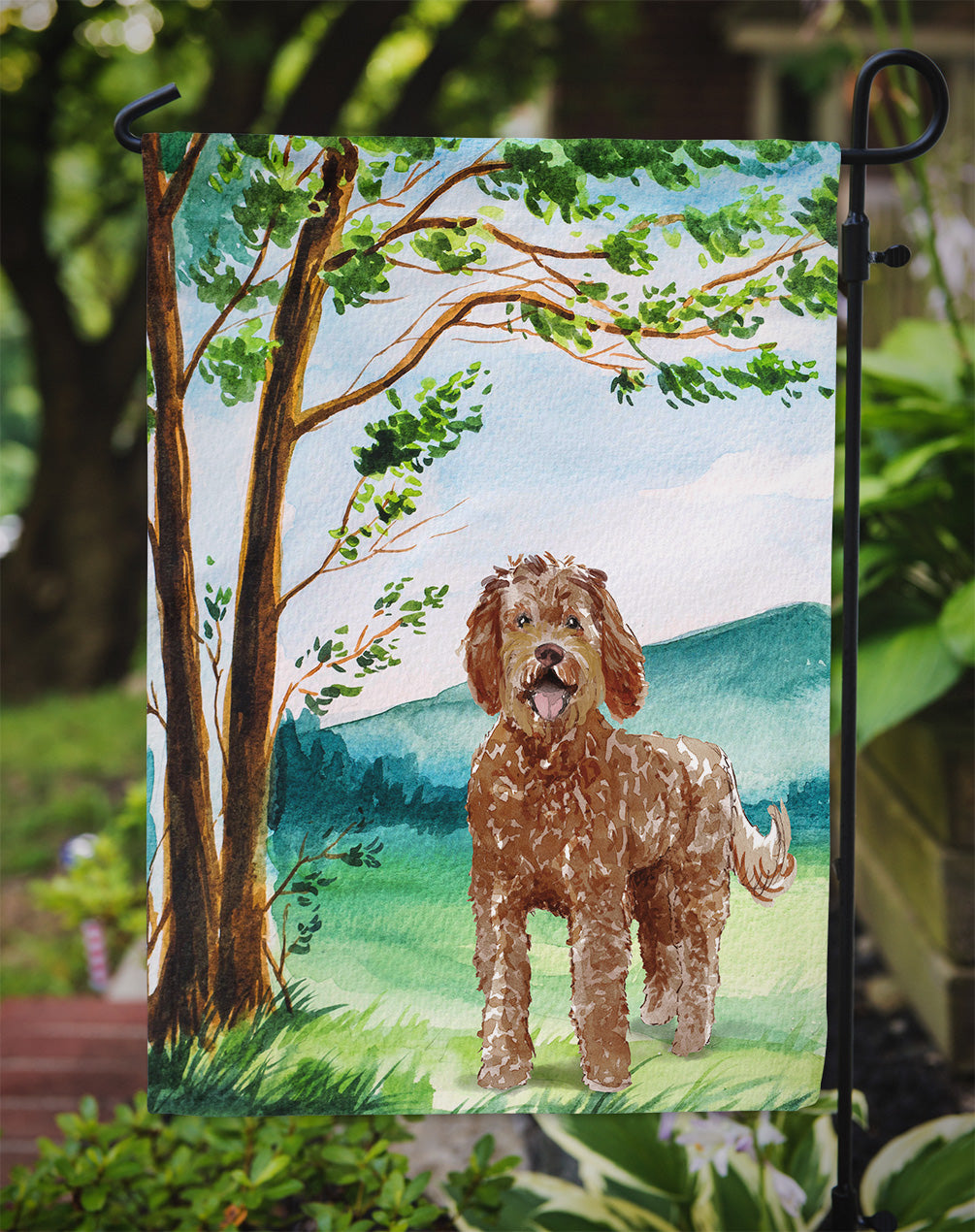 Under the Tree Labradoodle Flag Garden Size CK2568GF  the-store.com.