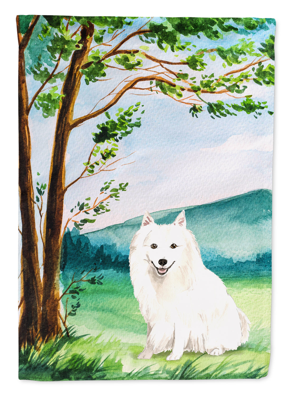 Under the Tree Japanese Spitz Flag Canvas House Size CK2569CHF