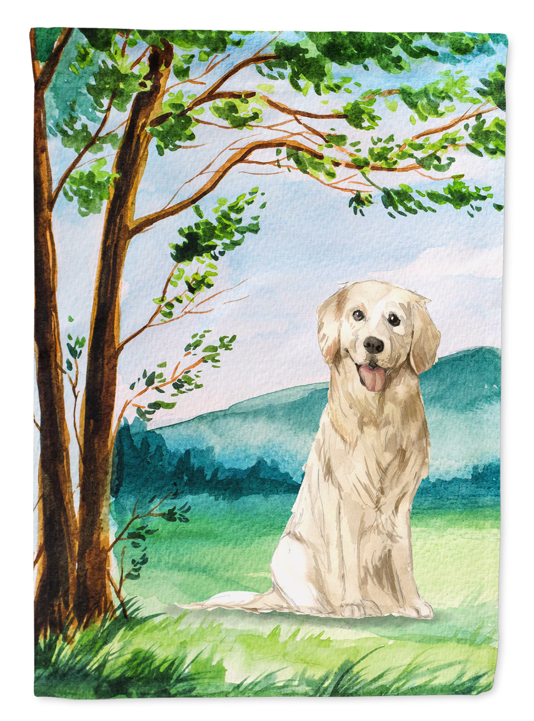 Under the Tree Golden Retriever Flag Canvas House Size CK2572CHF  the-store.com.