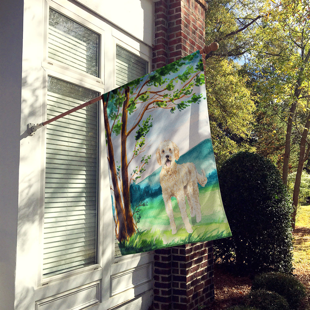 Under the Tree Goldendoodle Flag Canvas House Size CK2573CHF  the-store.com.