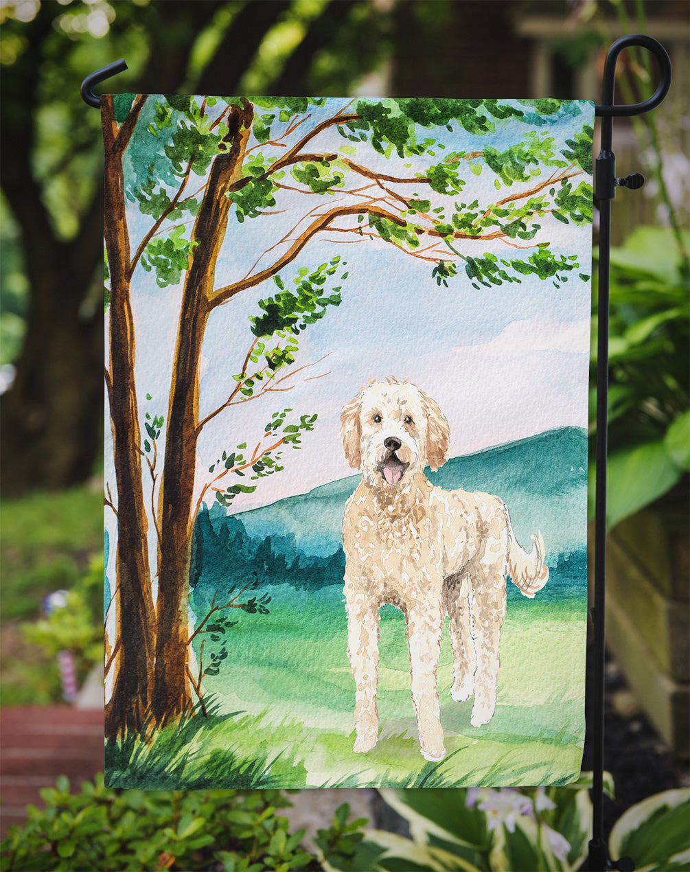 Under the Tree Goldendoodle Flag Garden Size CK2573GF  the-store.com.