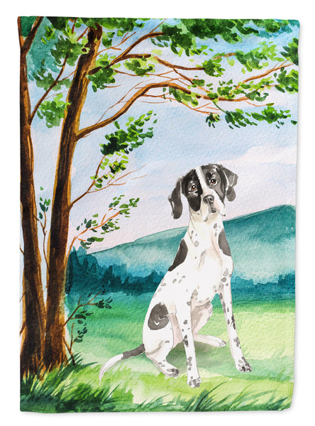 Under the Tree English Pointer Flag Canvas House Size CK2574CHF