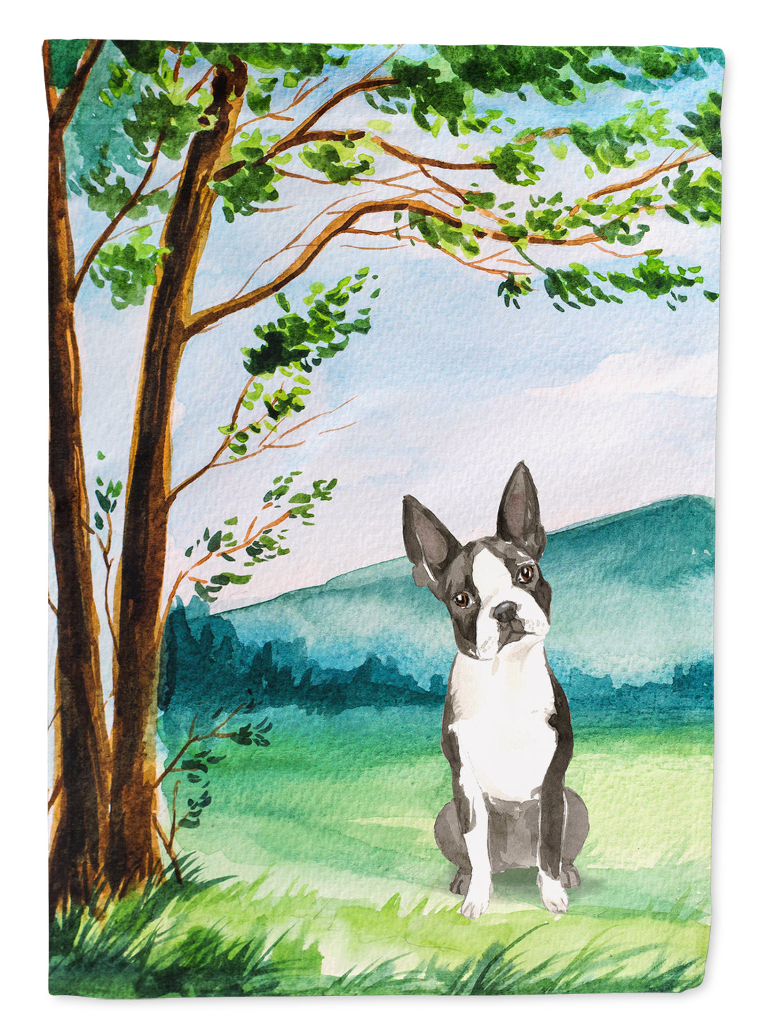 Under the Tree Boston Terrier Flag Canvas House Size CK2580CHF