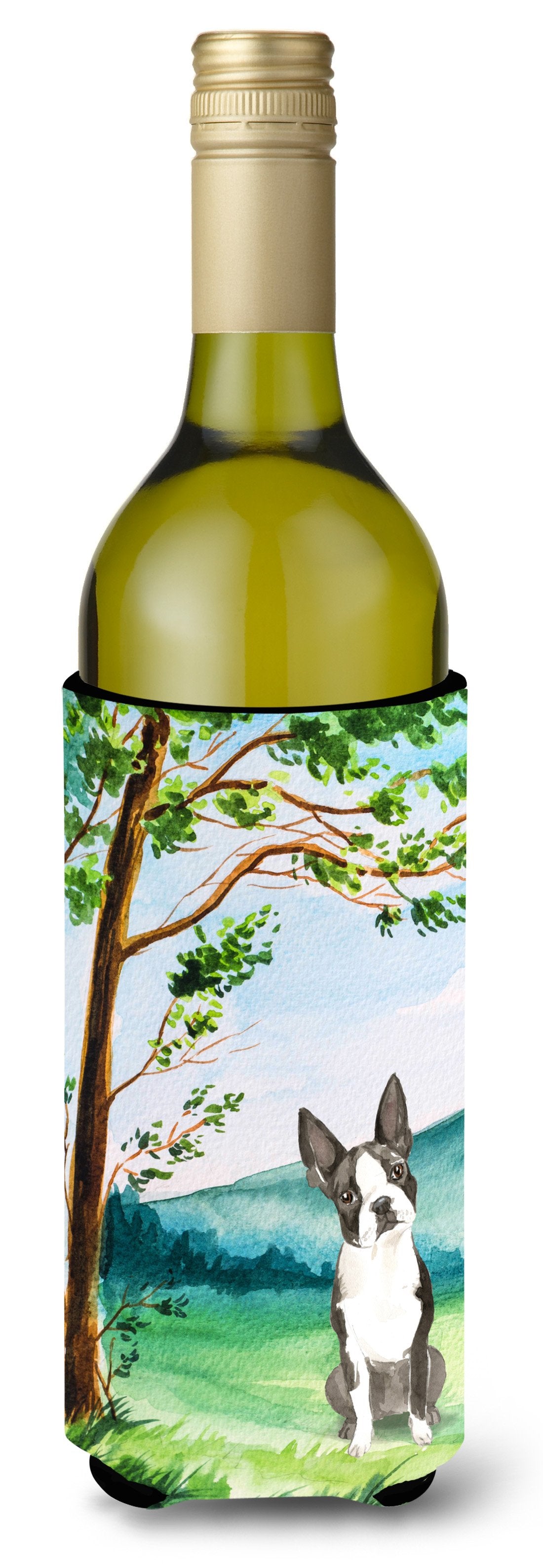 Under the Tree Boston Terrier Wine Bottle Beverage Insulator Hugger CK2580LITERK by Caroline&#39;s Treasures