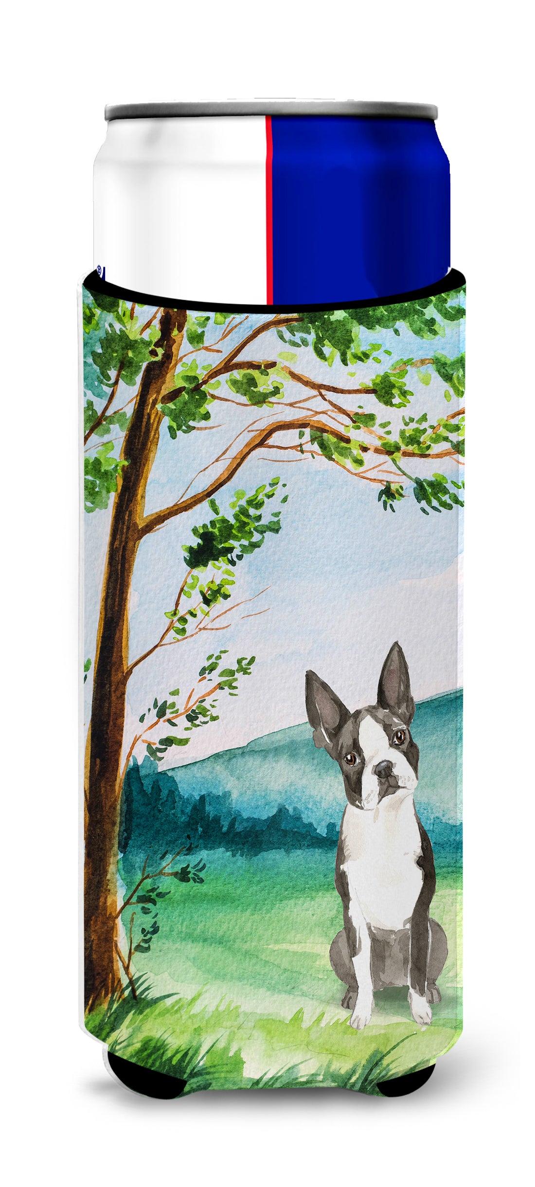 Under the Tree Boston Terrier  Ultra Hugger for slim cans CK2580MUK  the-store.com.