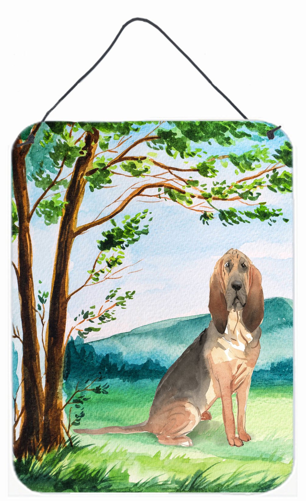 Under the Tree Bloodhound Wall or Door Hanging Prints CK2581DS1216 by Caroline&#39;s Treasures