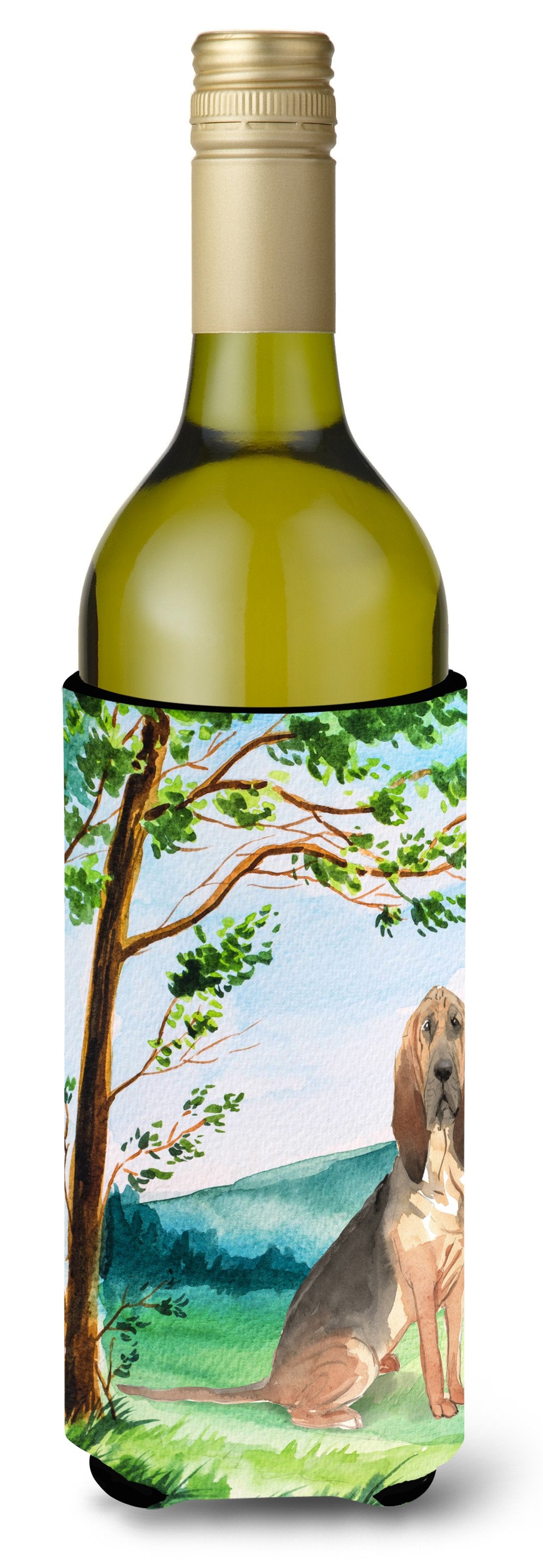 Under the Tree Bloodhound Wine Bottle Beverage Insulator Hugger CK2581LITERK by Caroline&#39;s Treasures