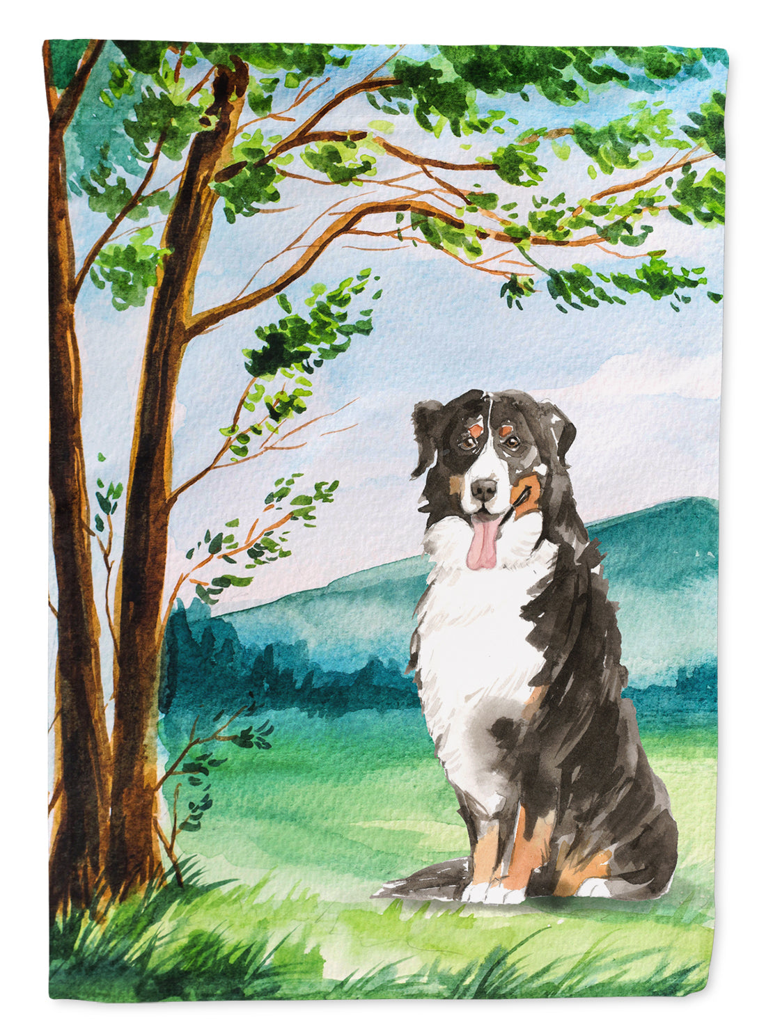 Under the Tree Bernese Mountain Dog Flag Canvas House Size CK2583CHF