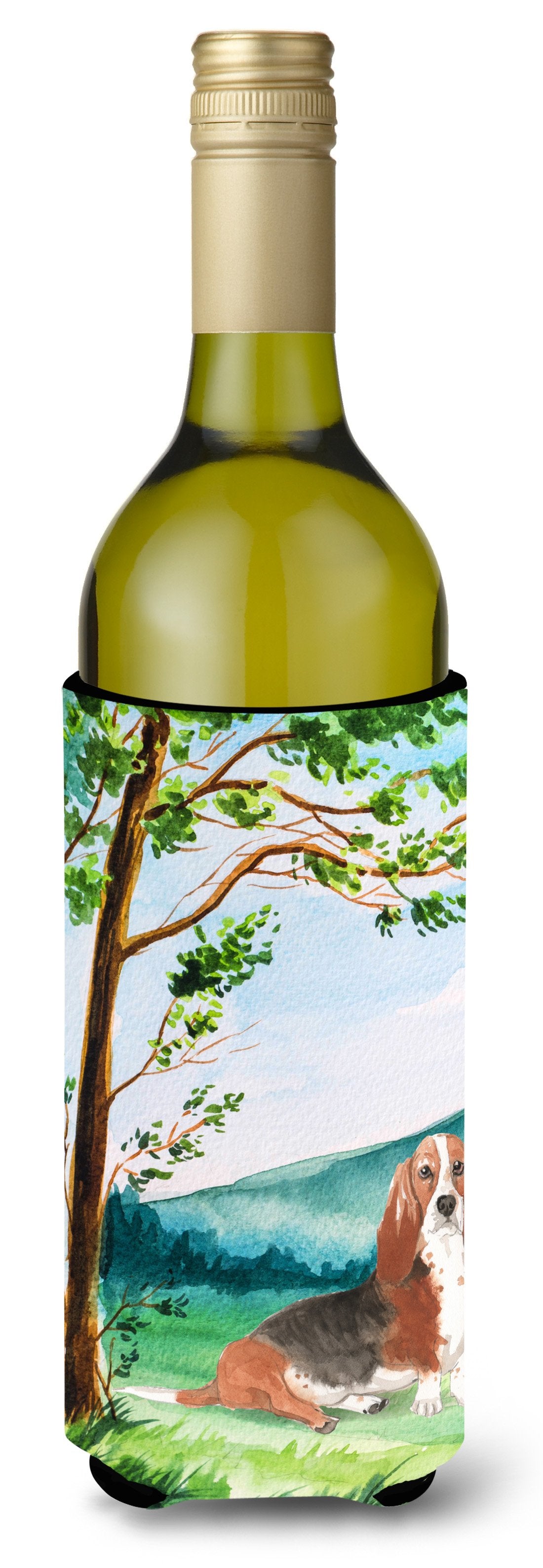 Under the Tree Basset Hound Wine Bottle Beverage Insulator Hugger CK2584LITERK by Caroline&#39;s Treasures