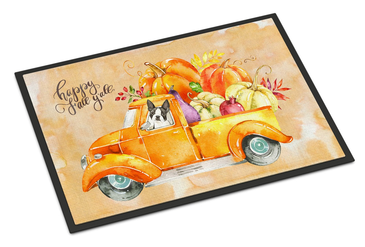Fall Harvest Boston Terrier Indoor or Outdoor Mat 24x36 CK2610JMAT by Caroline&#39;s Treasures