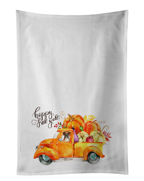 Buy this Fall Harvest Boxer White Kitchen Towel Set of 2