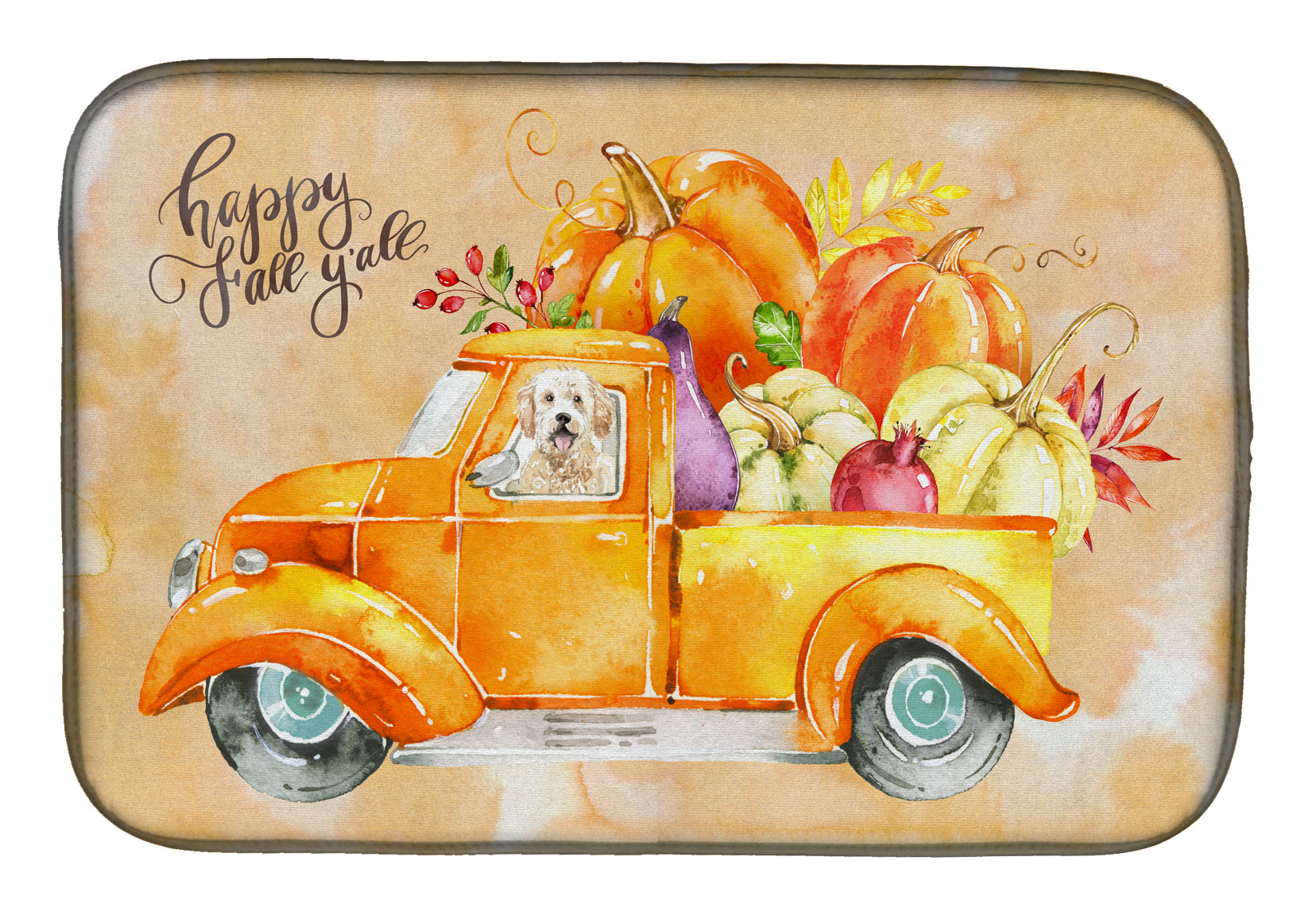 Fall Harvest Goldendoodle Dish Drying Mat CK2618DDM  the-store.com.