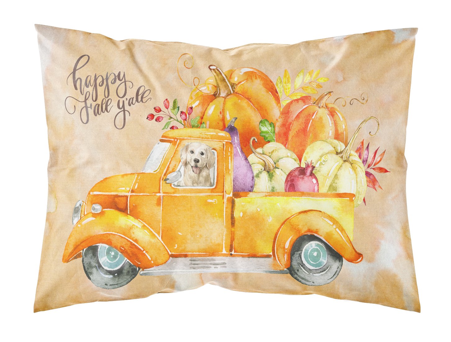 Fall Harvest Golden Retriever Fabric Standard Pillowcase CK2619PILLOWCASE by Caroline's Treasures